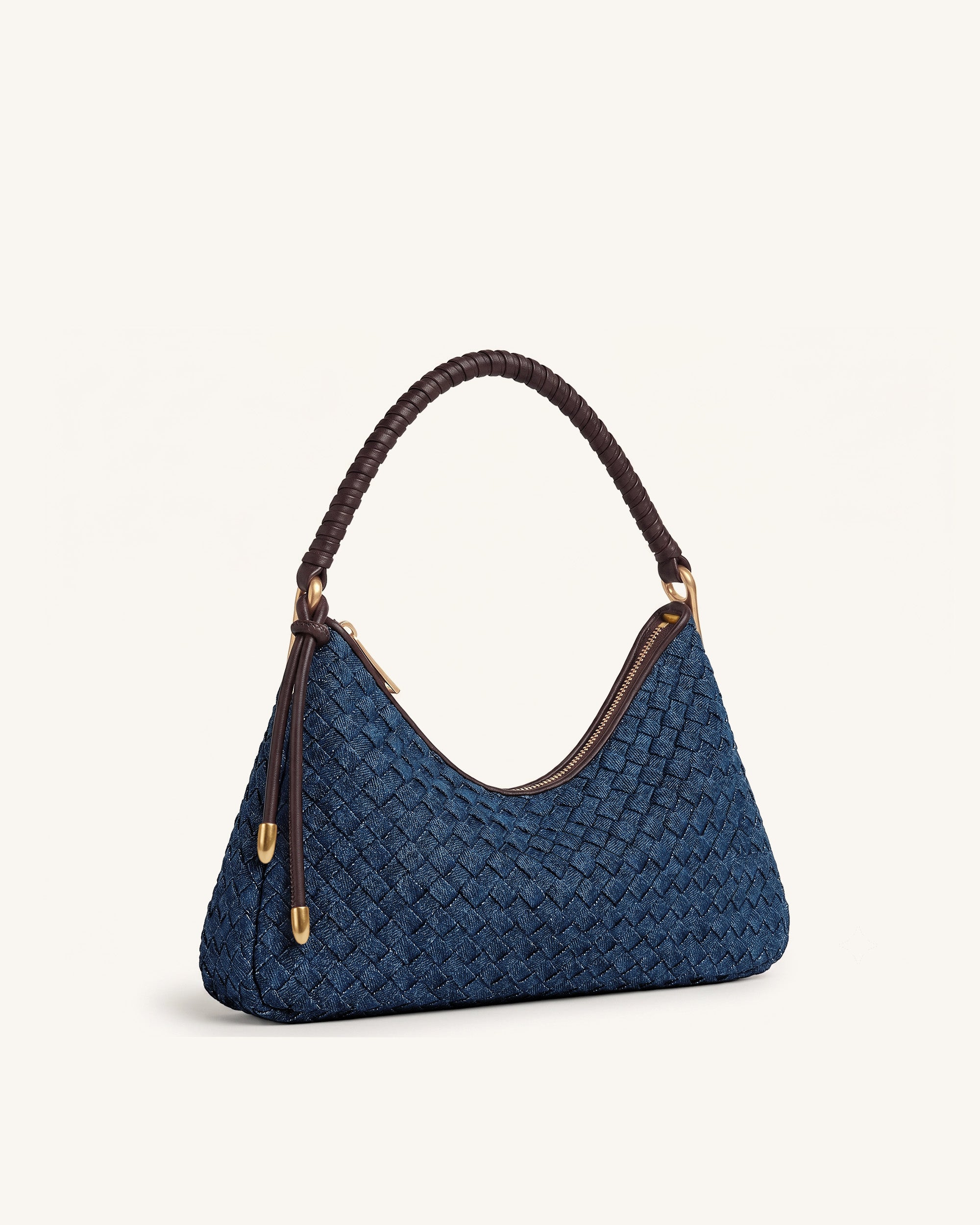 Lorena Woven Denim Shoulder Bag - Dark Blue - Image 2