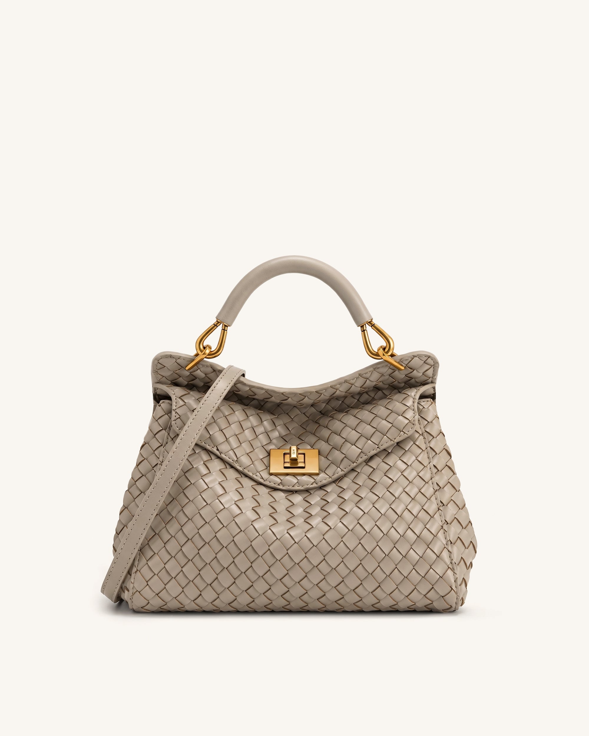 Lucia Classic Woven Top Handle Bag - Mud Gray