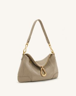 Alternative view of Jayla Faux Suede Metal Pendant Embellished Shoulder Bag - Grey