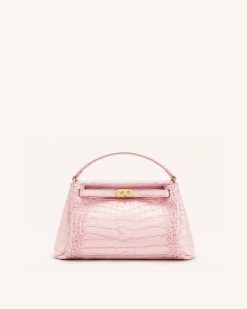 Carmen Top Handle Bag - Pink Croc