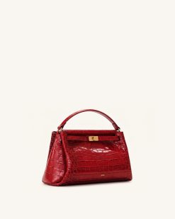 Alternative view of Carmen Top Handle Bag - Dark Burgundy Croc