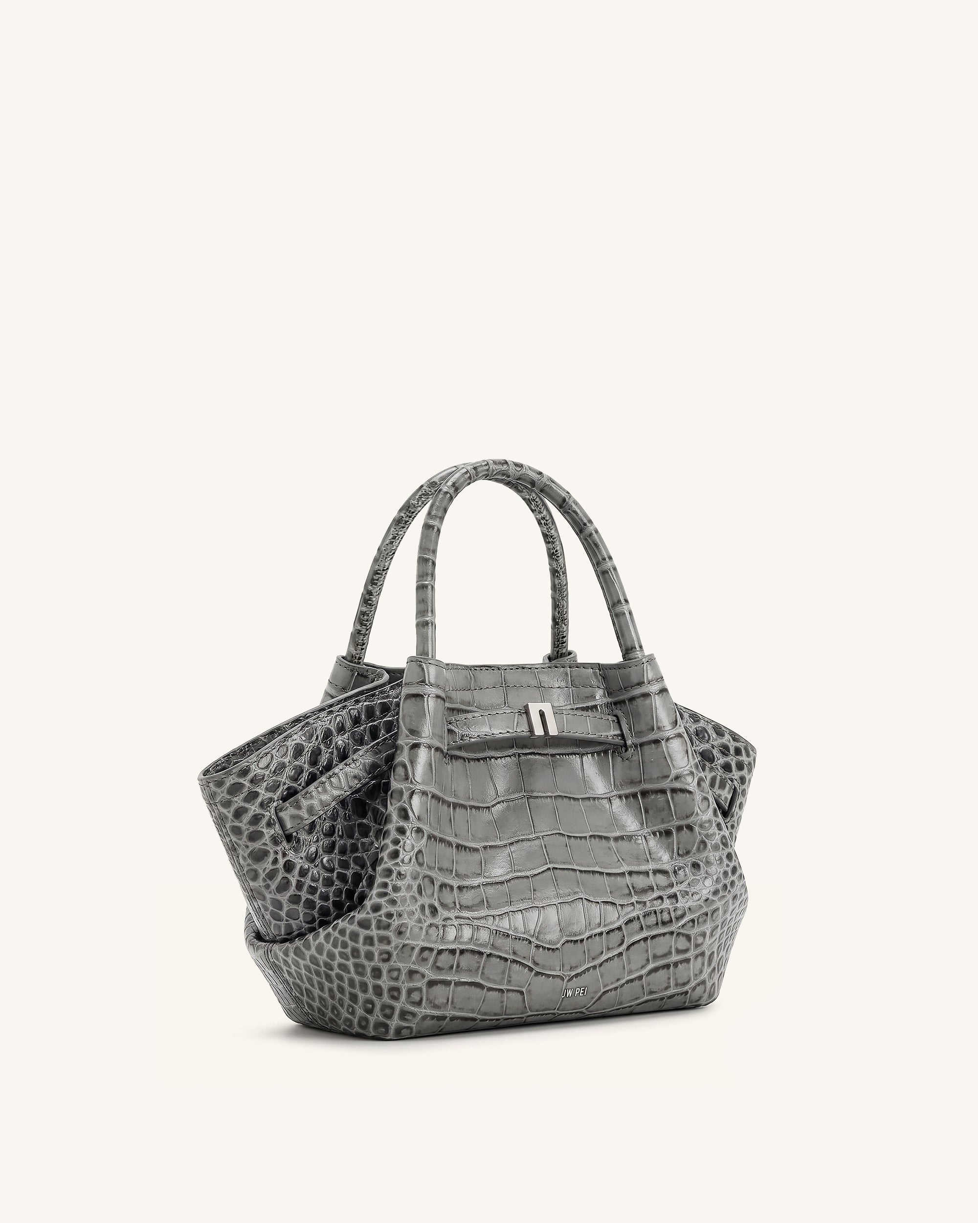 Hana Mini Tote Bag - Grey Croc - Image 2