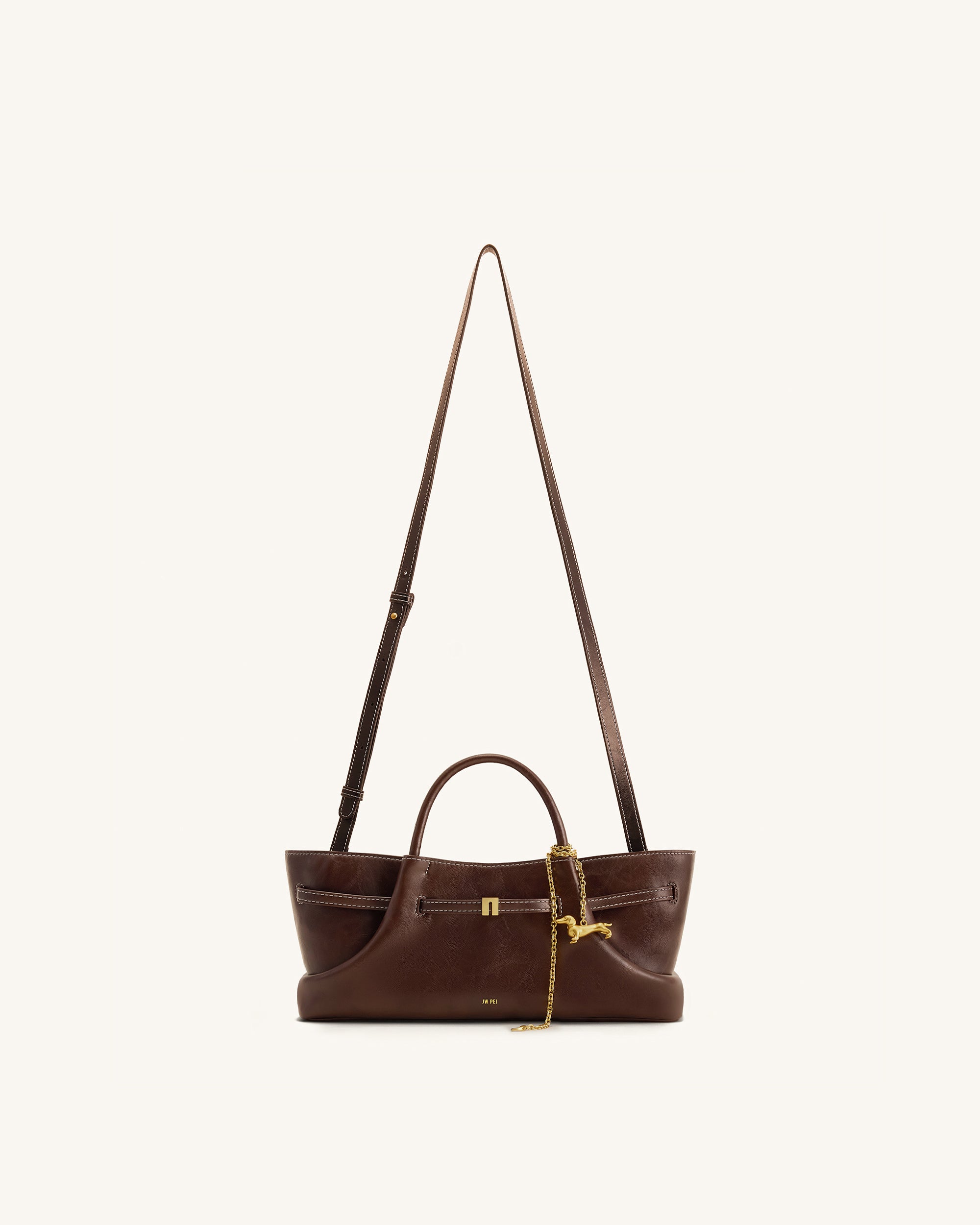 Maeve Dachshund Metal Charm Tote Bag - Dark Brown - Image 2