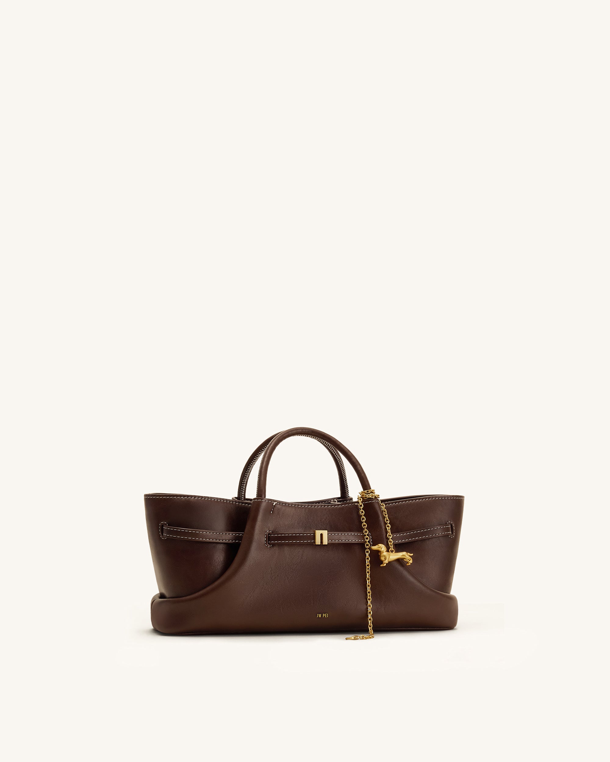 Maeve Dachshund Metal Charm Tote Bag - Dark Brown - Image 4