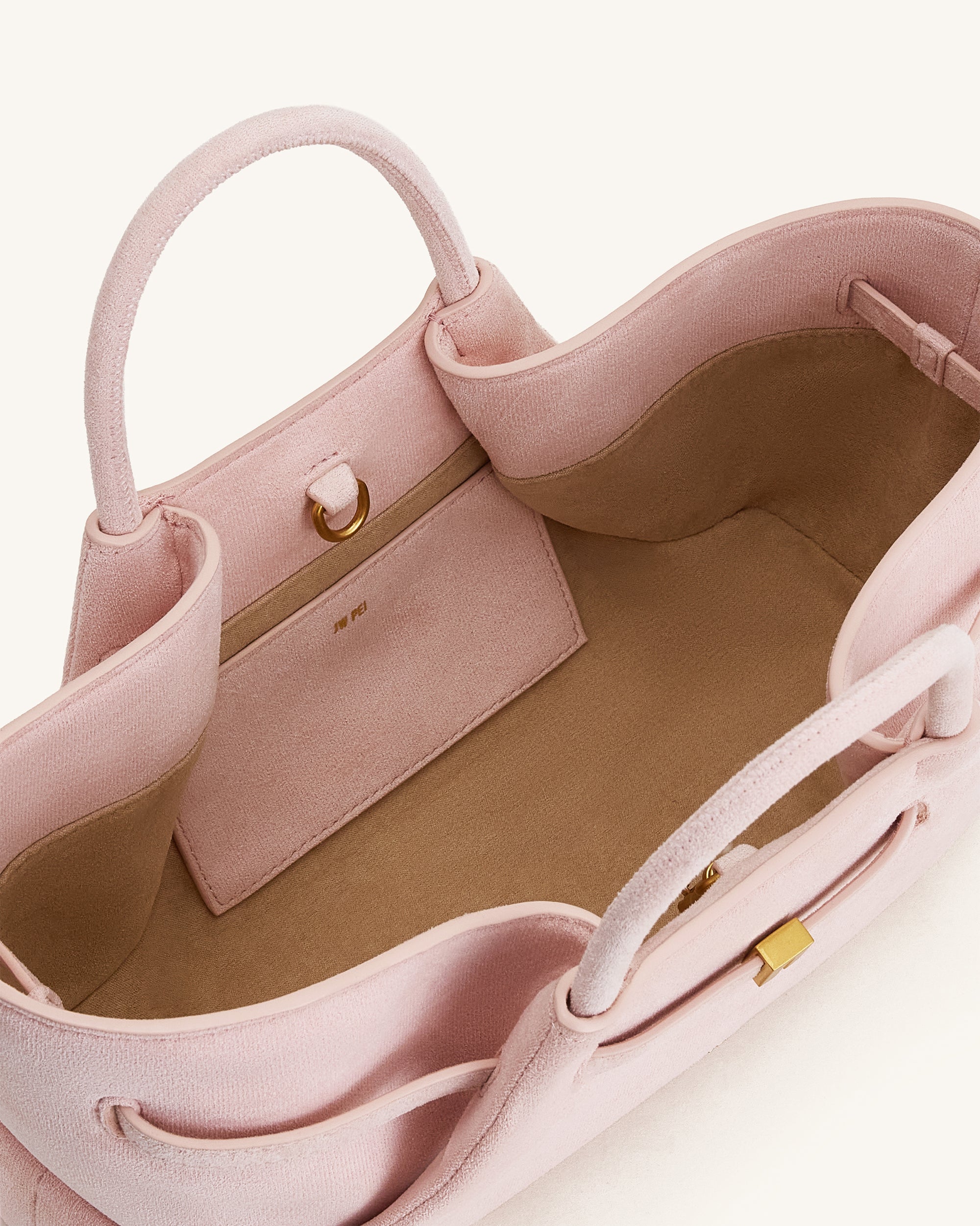Maeve Dachshund Metal Charm Faux Suede Tote Bag - Pink - Image 6
