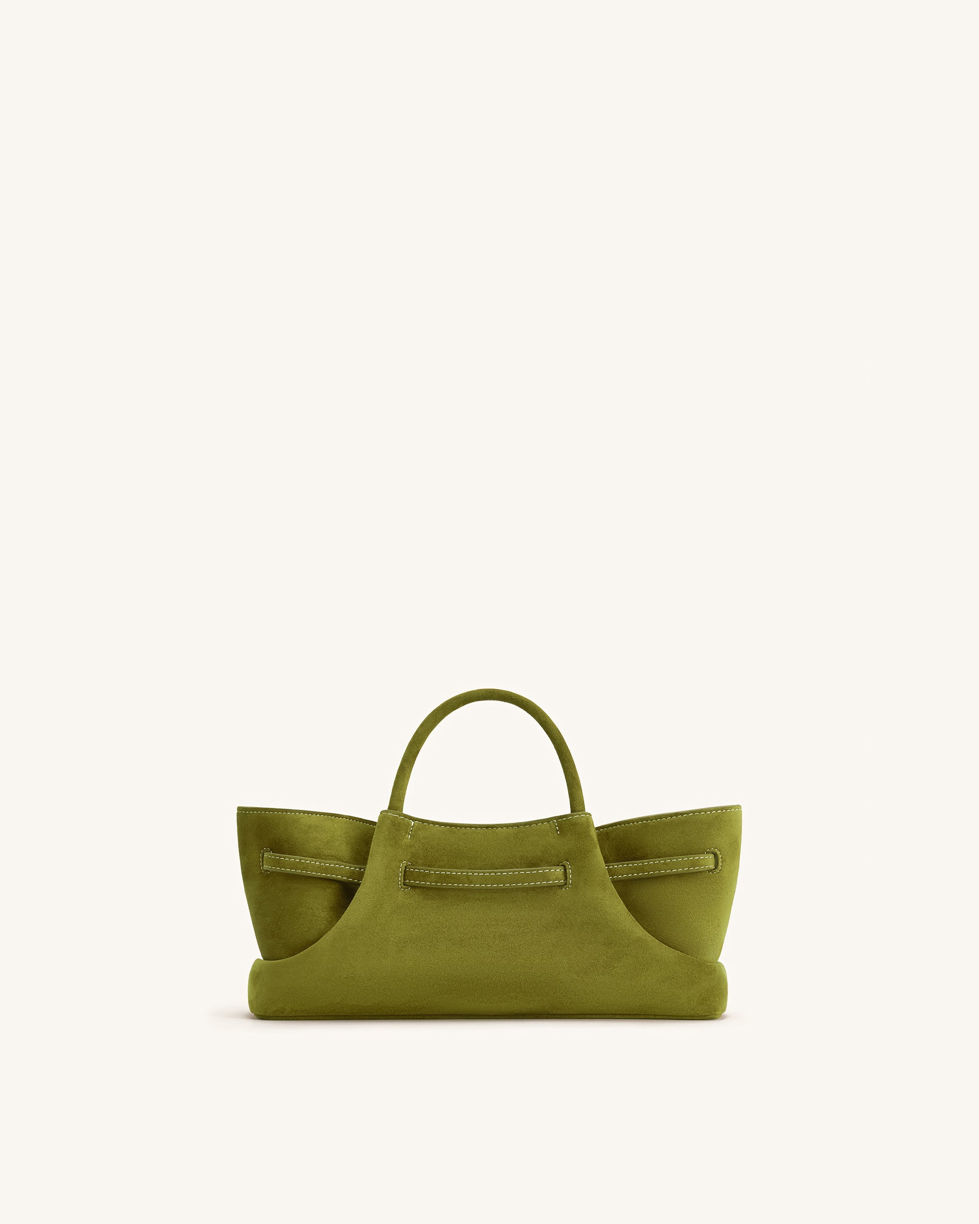 Maeve Dachshund Metal Charm Faux Suede Tote Bag - Olive Green - Image 5