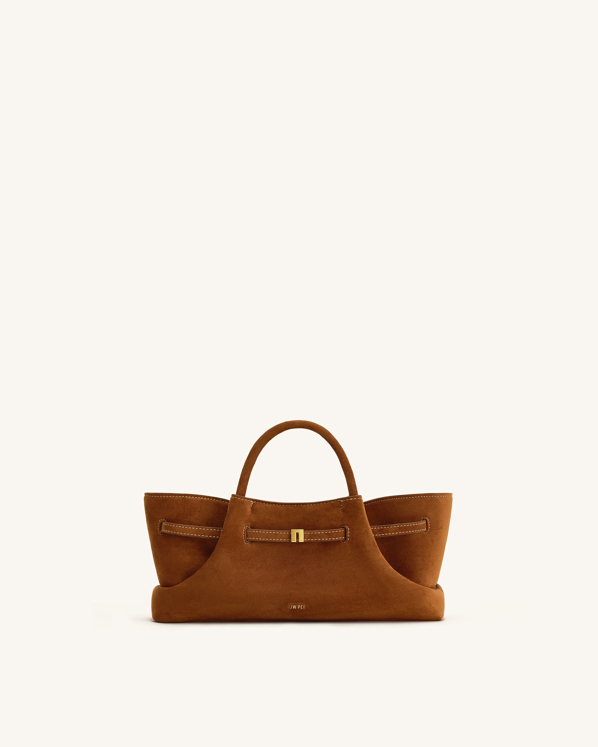 Maeve Dachshund Metal Charm Faux Suede Tote Bag - Brown - Image 3