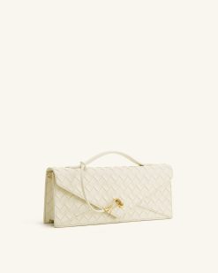 Alternative view of Celeste Woven Textured Envelope Top Handle Bag - Ivory