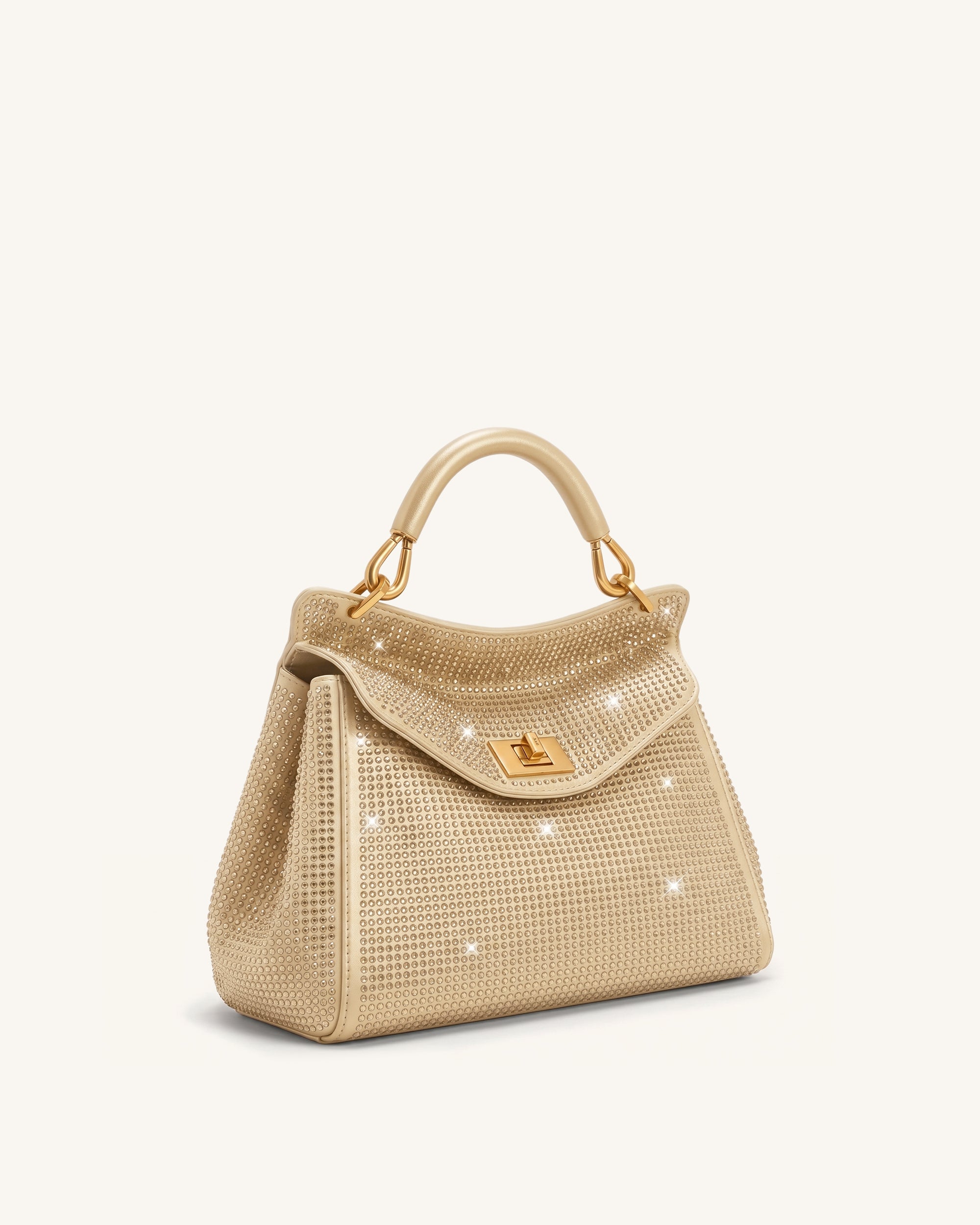Lucia Classic Artificial Crystal Top Handle Bag - Champagne - Image 2