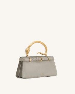 Alternative view of Elena Snake Handle Faux Suede Top Handle Bag - Taupe