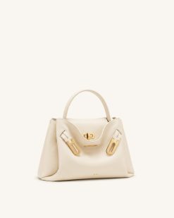 Alternative view of Rhea Small Pebbled Double Buckle Shoulder Bag - White