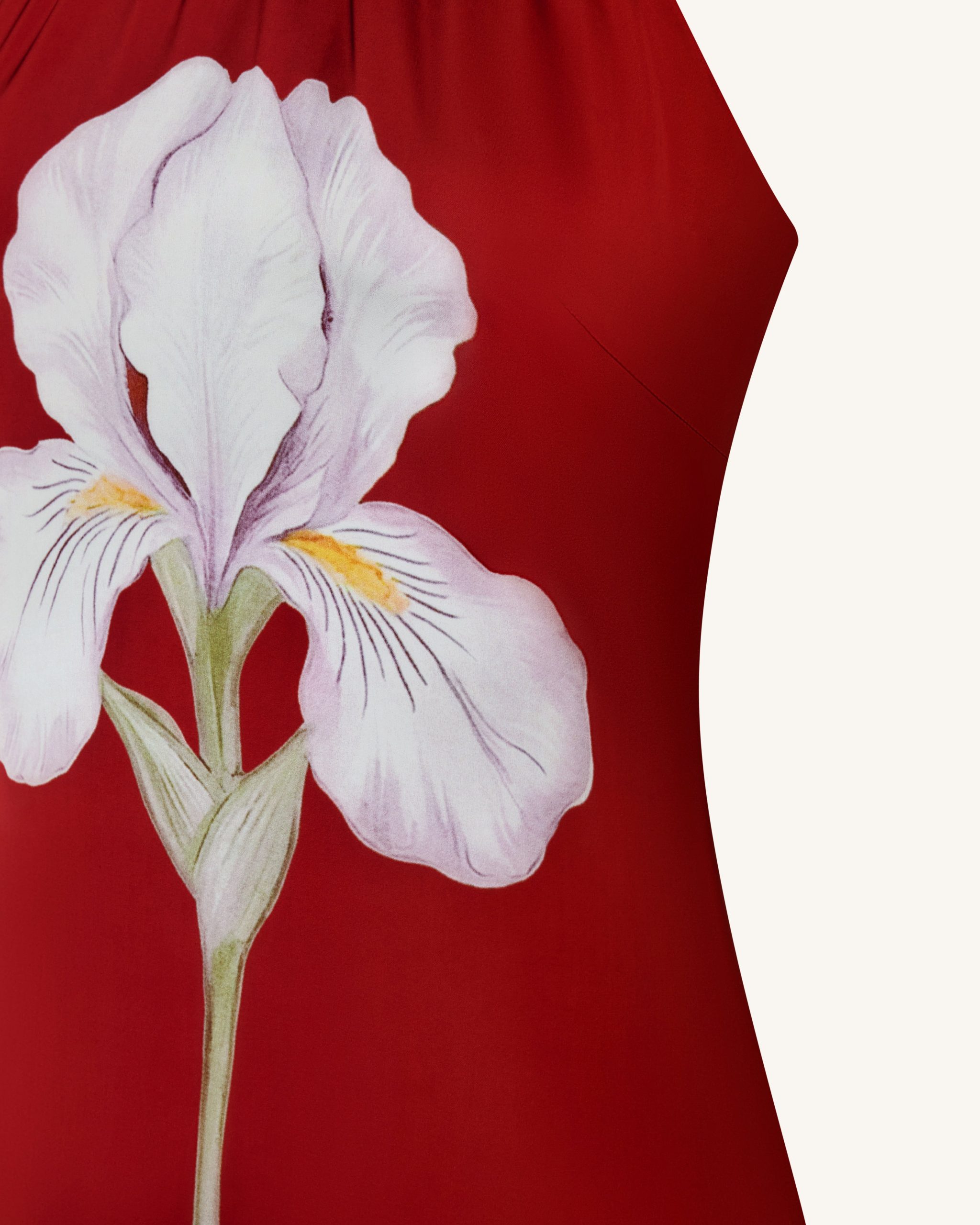 Iris Floral Print Halter Maxi Dress - Ruby - Image 5