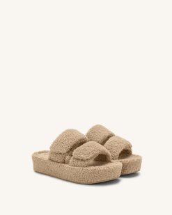 Alternative view of Lexi Faux Fur Platform Sandal - Beige
