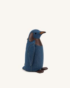 Pia Penguin Crossbody Bag - Dark Blue Denim