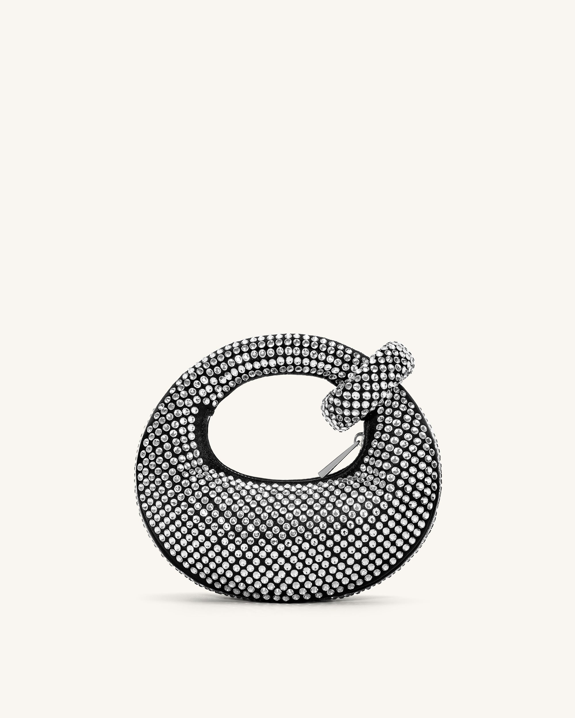 Abacus Artificial Crystal Mini Top Handle Bag - Black - Image 4