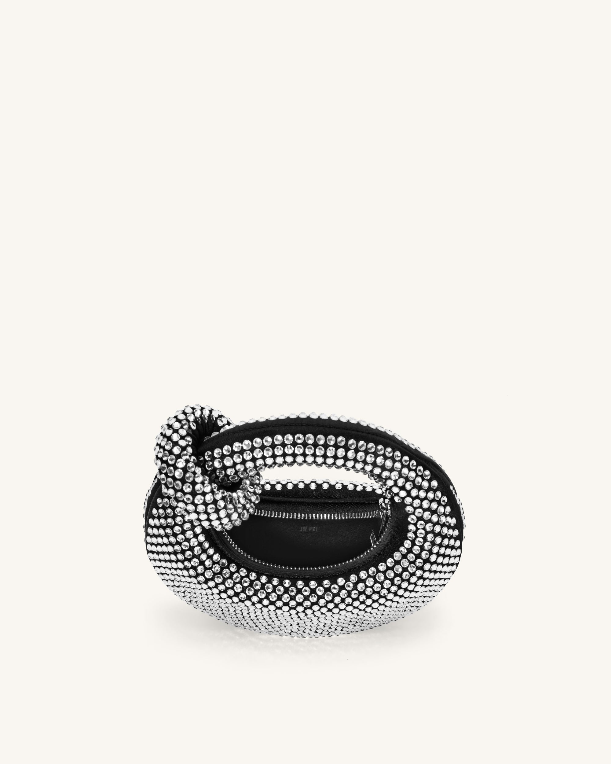 Abacus Artificial Crystal Mini Top Handle Bag - Black - Image 5