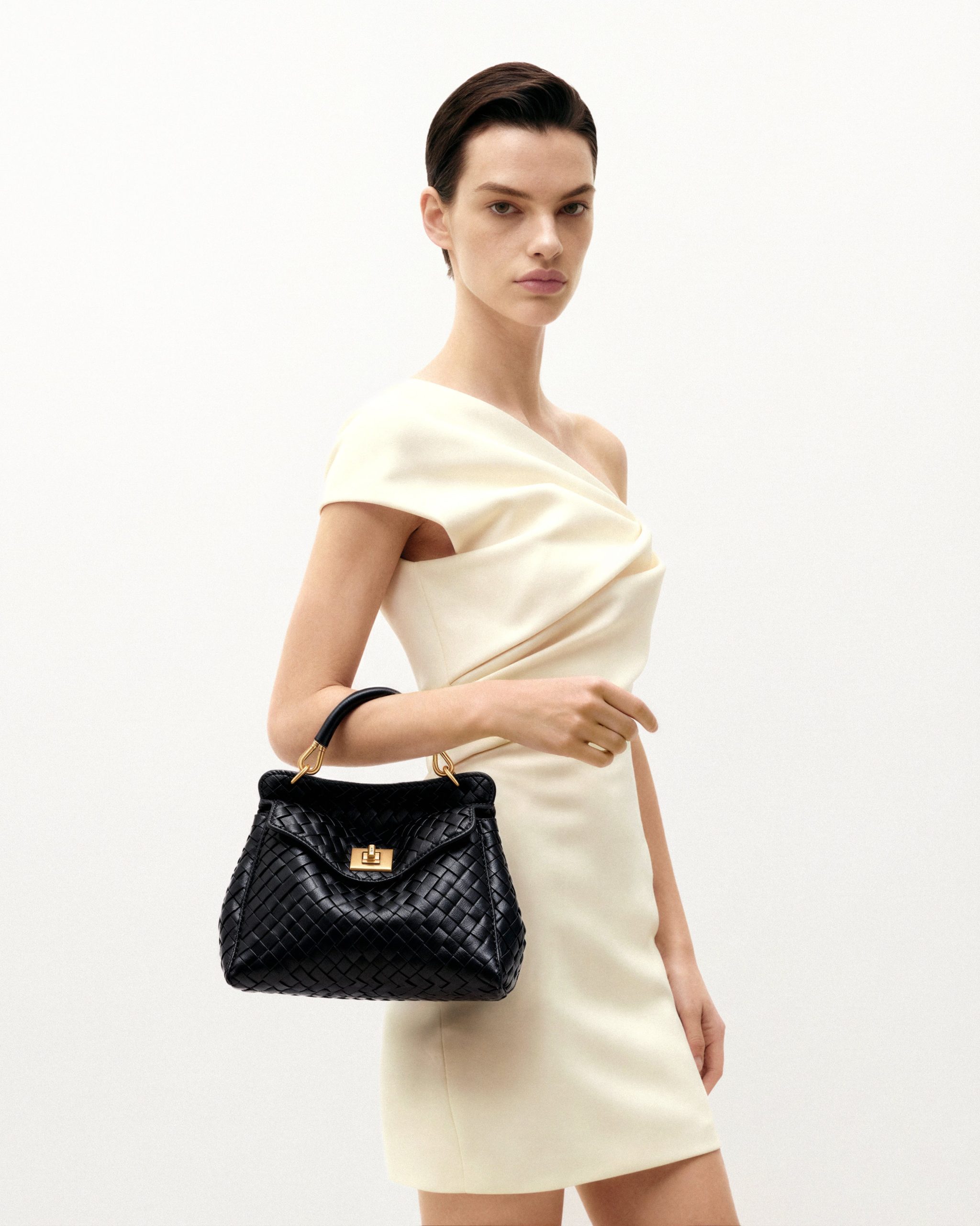 Lucia Classic Top Handle Woven Bag - Black - Image 2