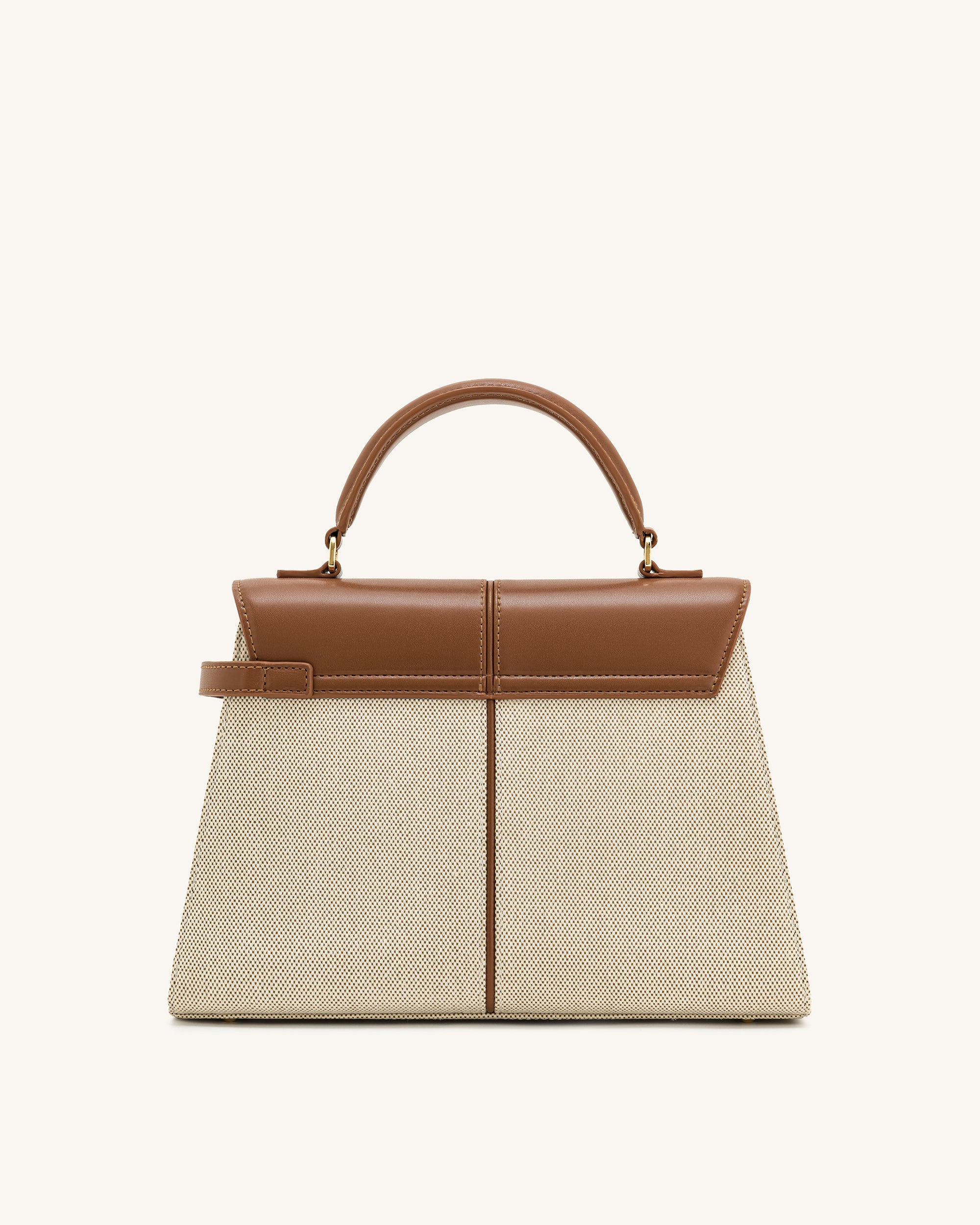 Elise Large Top Handle Bag - Brown Canvas - Image 3