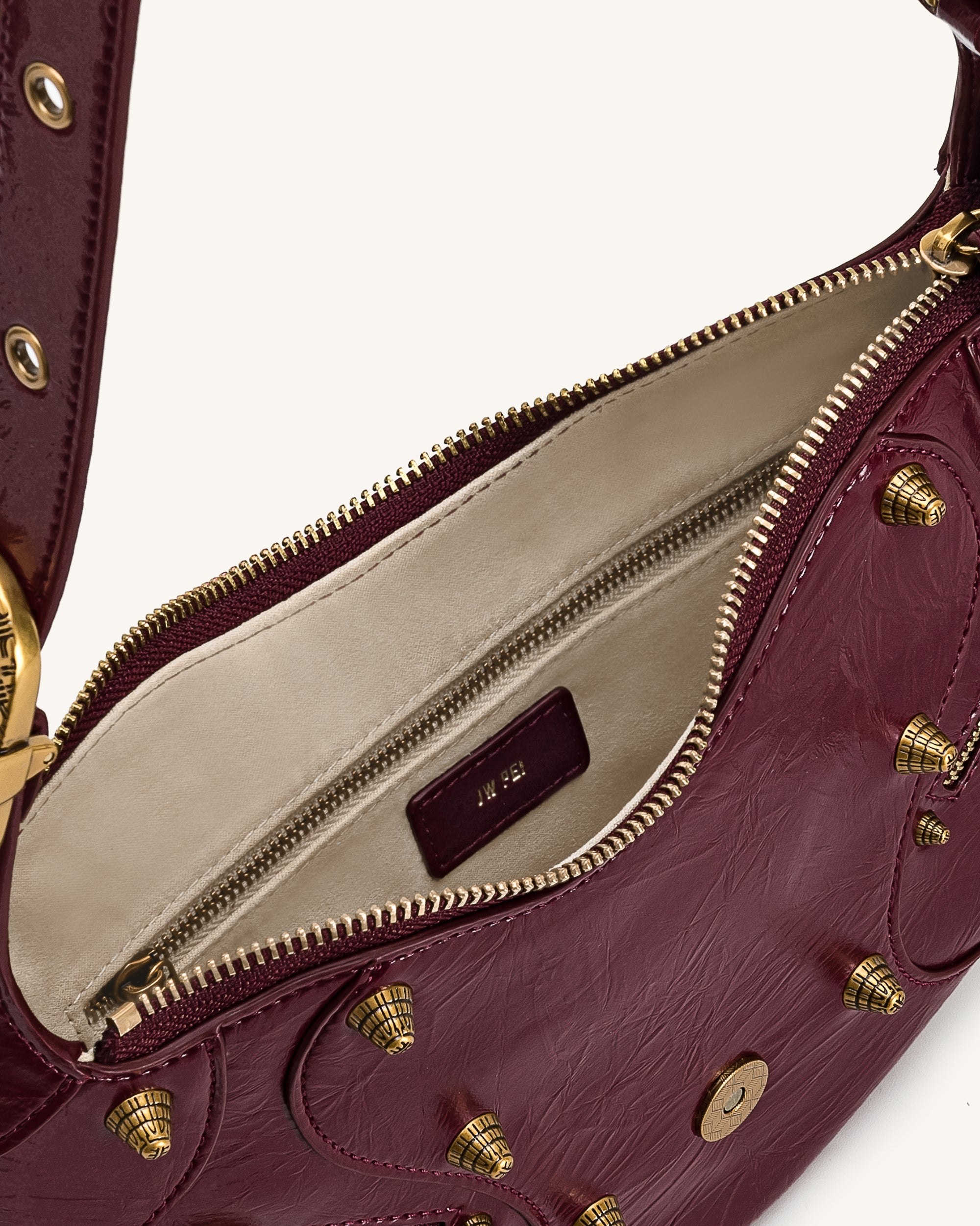 Tessa Studded Shoulder Bag - Burgundy - Image 4