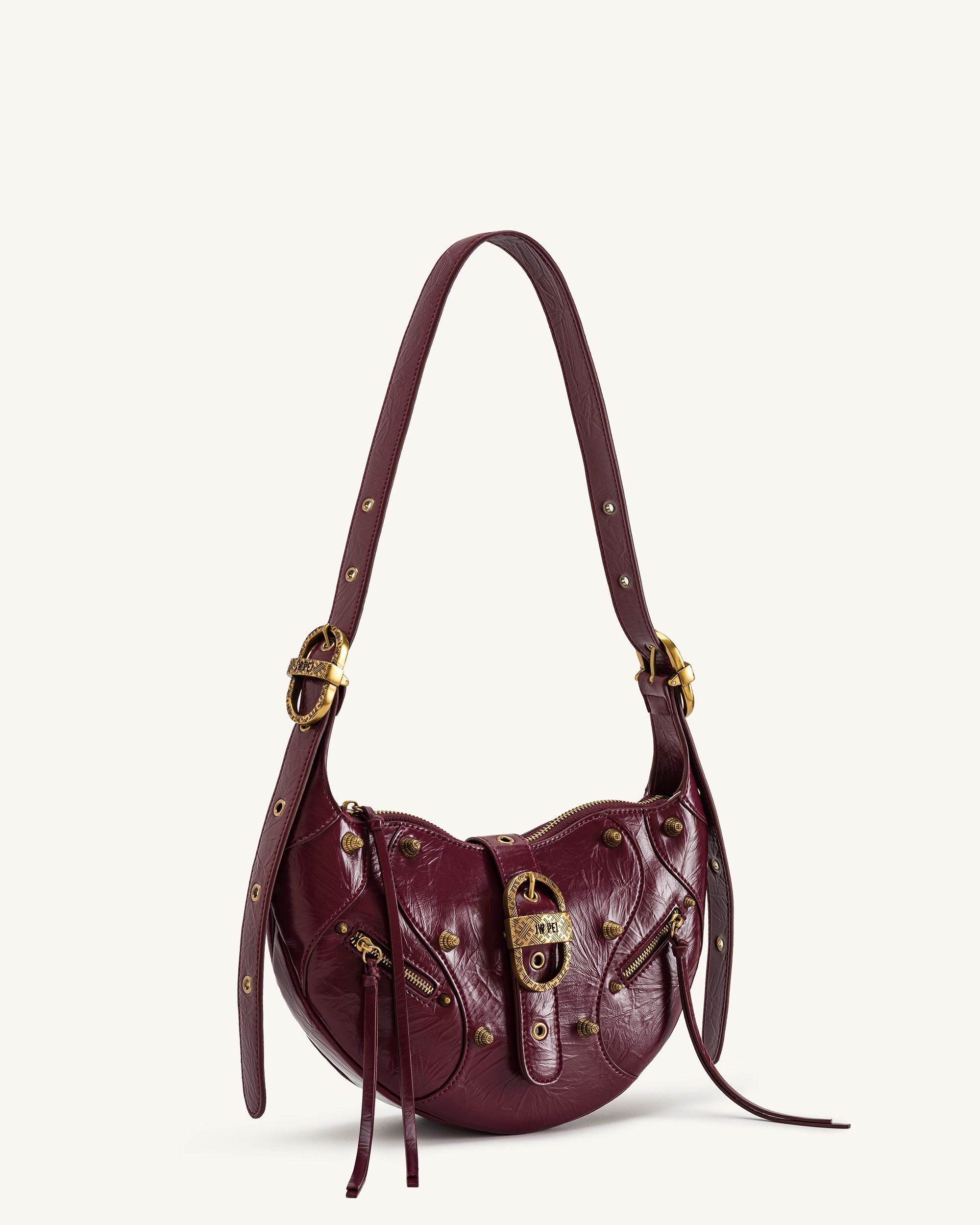 Tessa Studded Shoulder Bag - Burgundy - Image 2