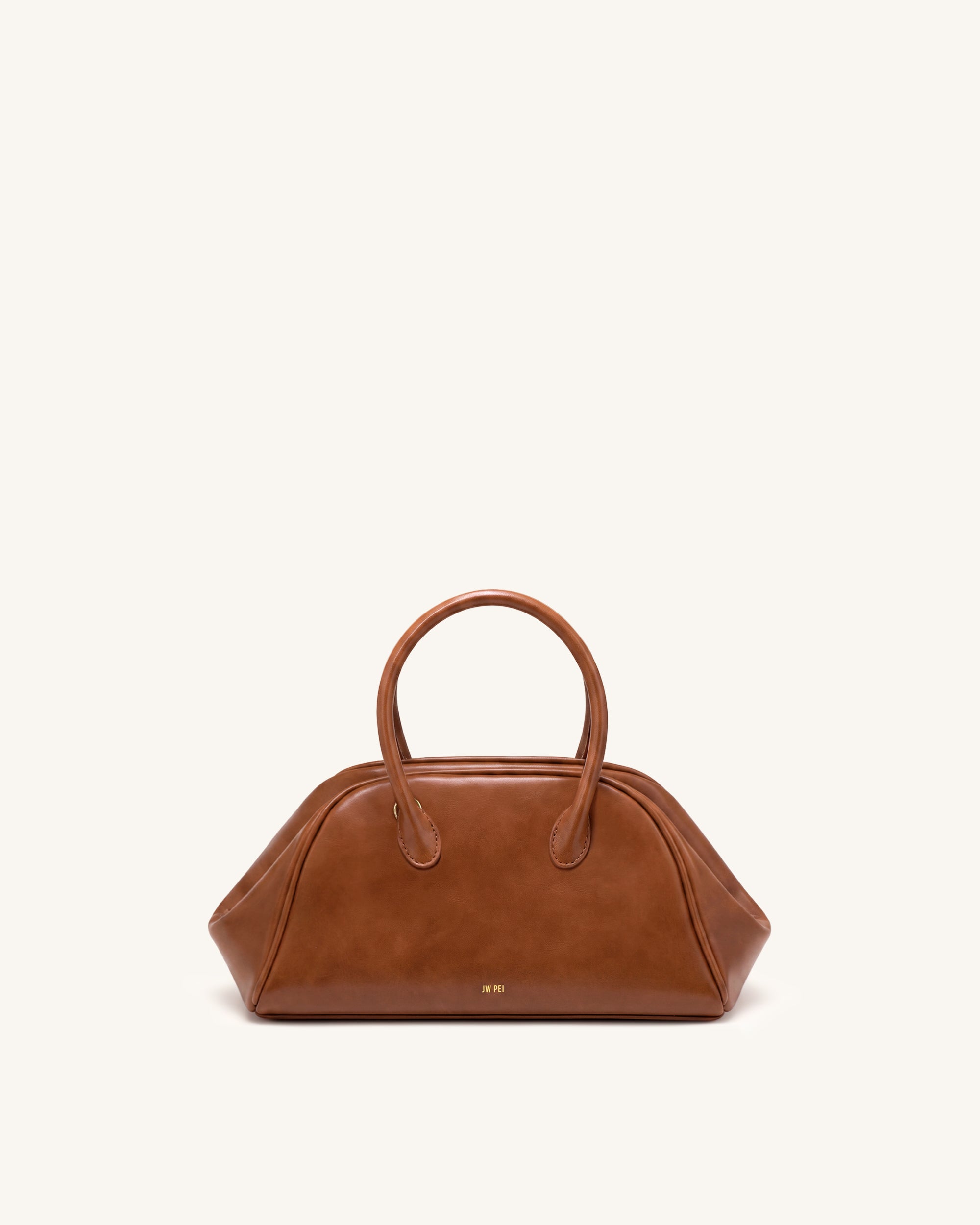 Veda Vintage Finish Bowler Bag - Saddle Brown