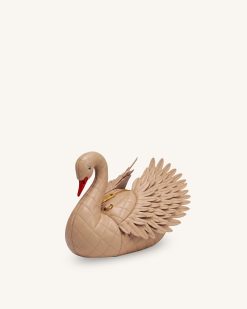 Alani Quilting Swan Shaped Crossbody Bag - Apricot