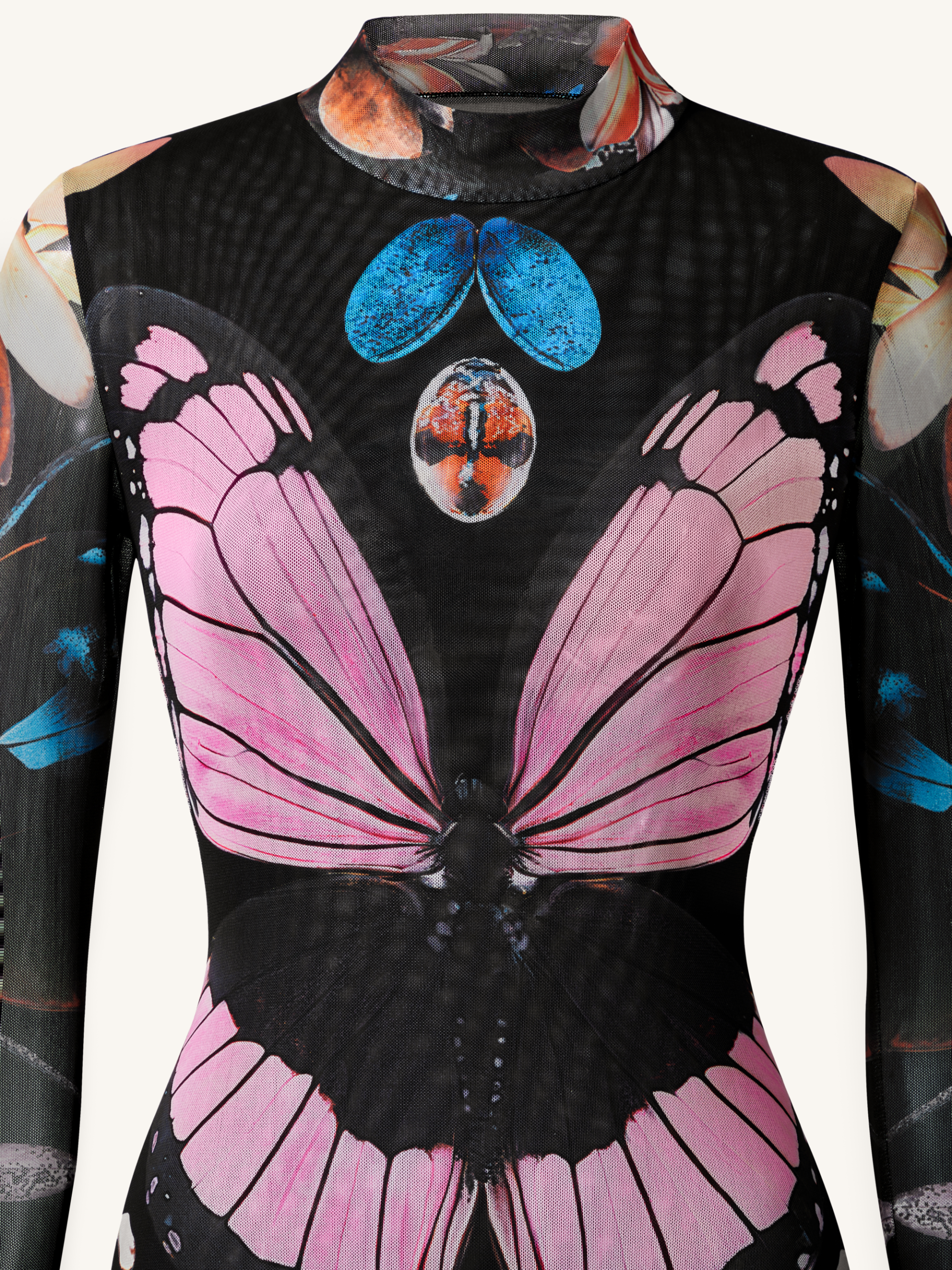 Double-layered Mesh Sheer Butterfly and Beetle Gown - Multicolor - Image 5