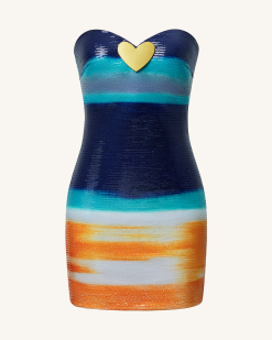 Alternative view of Olivia Metallic Heart Sequin Dress - Blue/Orange