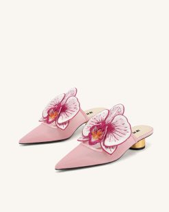 Alternative view of Helena Embroidery Decoration Pierced Mules - Pink