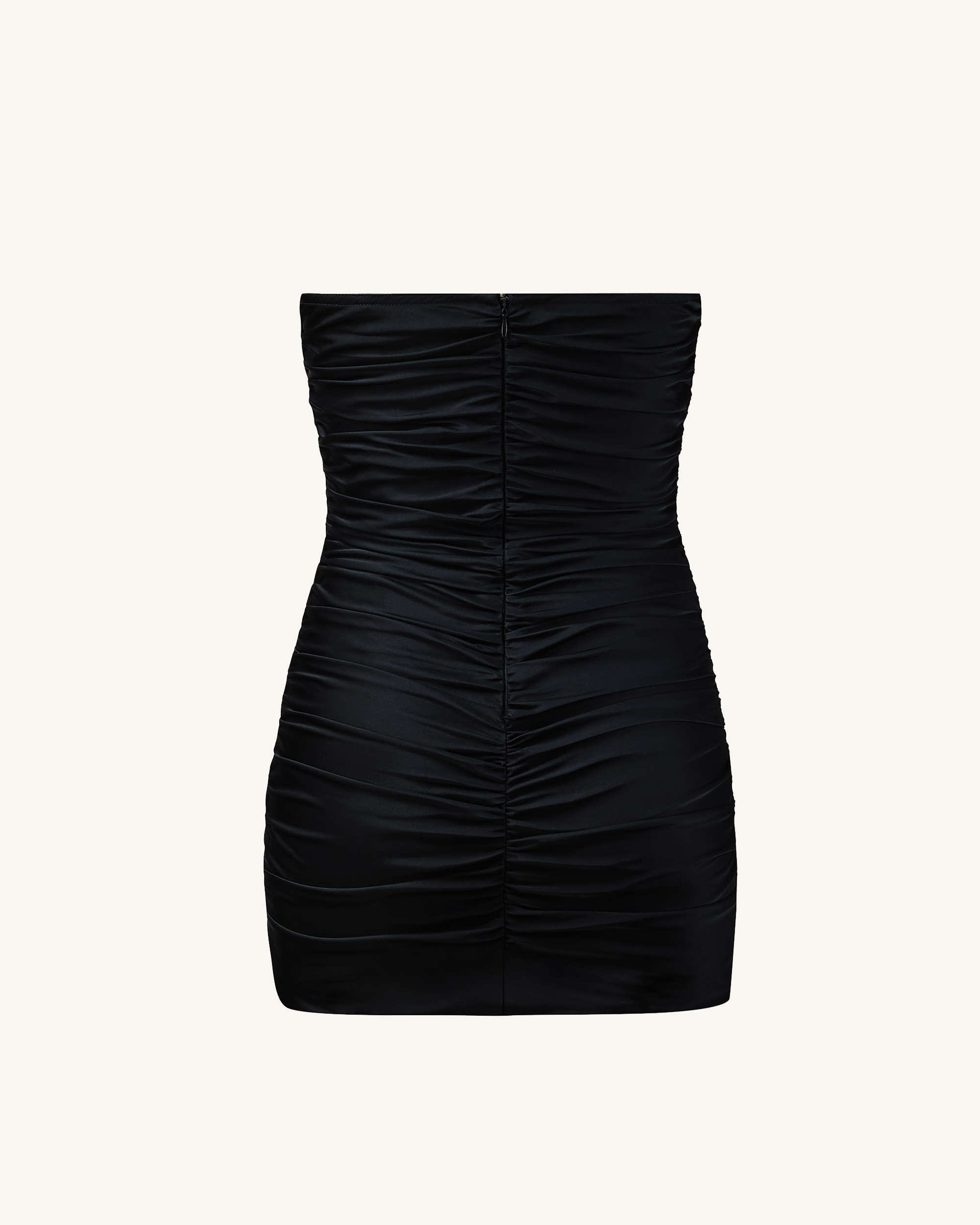 Bailee Black Floral Applique And Ruched Tube Mini Dress - Black - Image 5