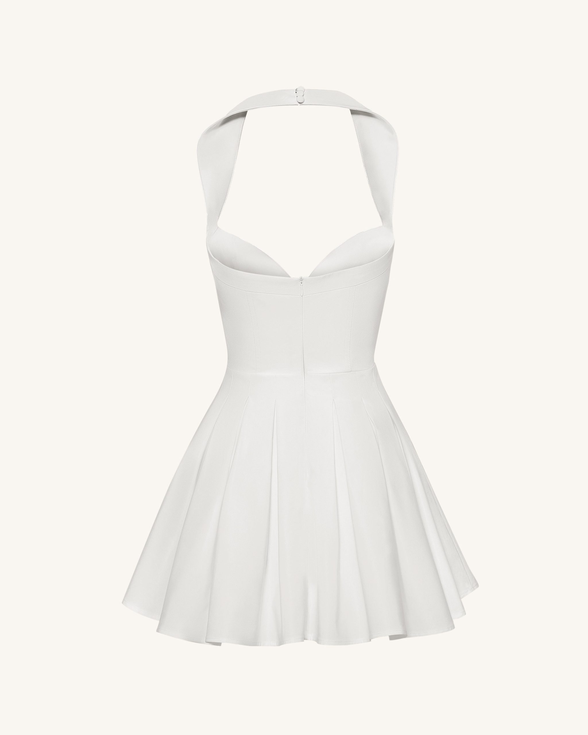 Pleated Bustier Halter Mini Dress - White - Image 6
