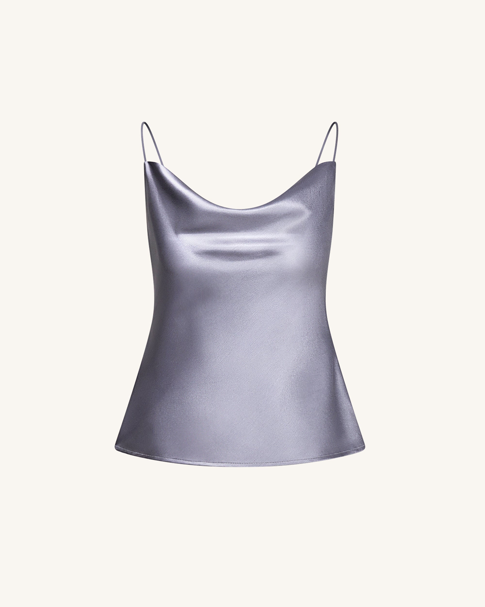 Liquid Satin Cowl Camisole - Silver - Image 3