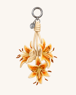 3D Embroidered Lily Bag Charm - Orange Yellow