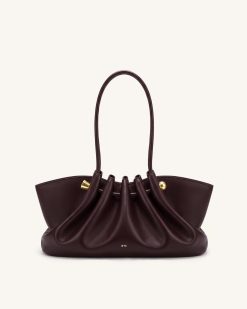 Naomi Gathered Long Handle Shoulder Bag - Deep Burgundy