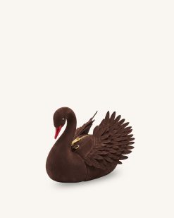 Alani Faux Suede Swan Shaped Crossbody Bag - Dark Brown