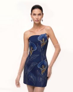 Calla Lily Strapless Mini Dress - Navy