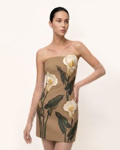 Calla Lily Strapless Mini Dress - Taupe
