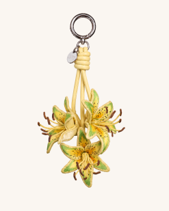 3D Embroidered Lily Bag Charm - Yellow Green