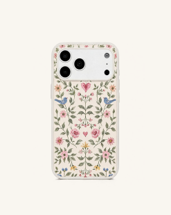 Vintage Romance Floral Bird Phone Case - White