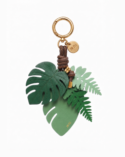 Tropical Leaf Cluster Bag Charm - Green
