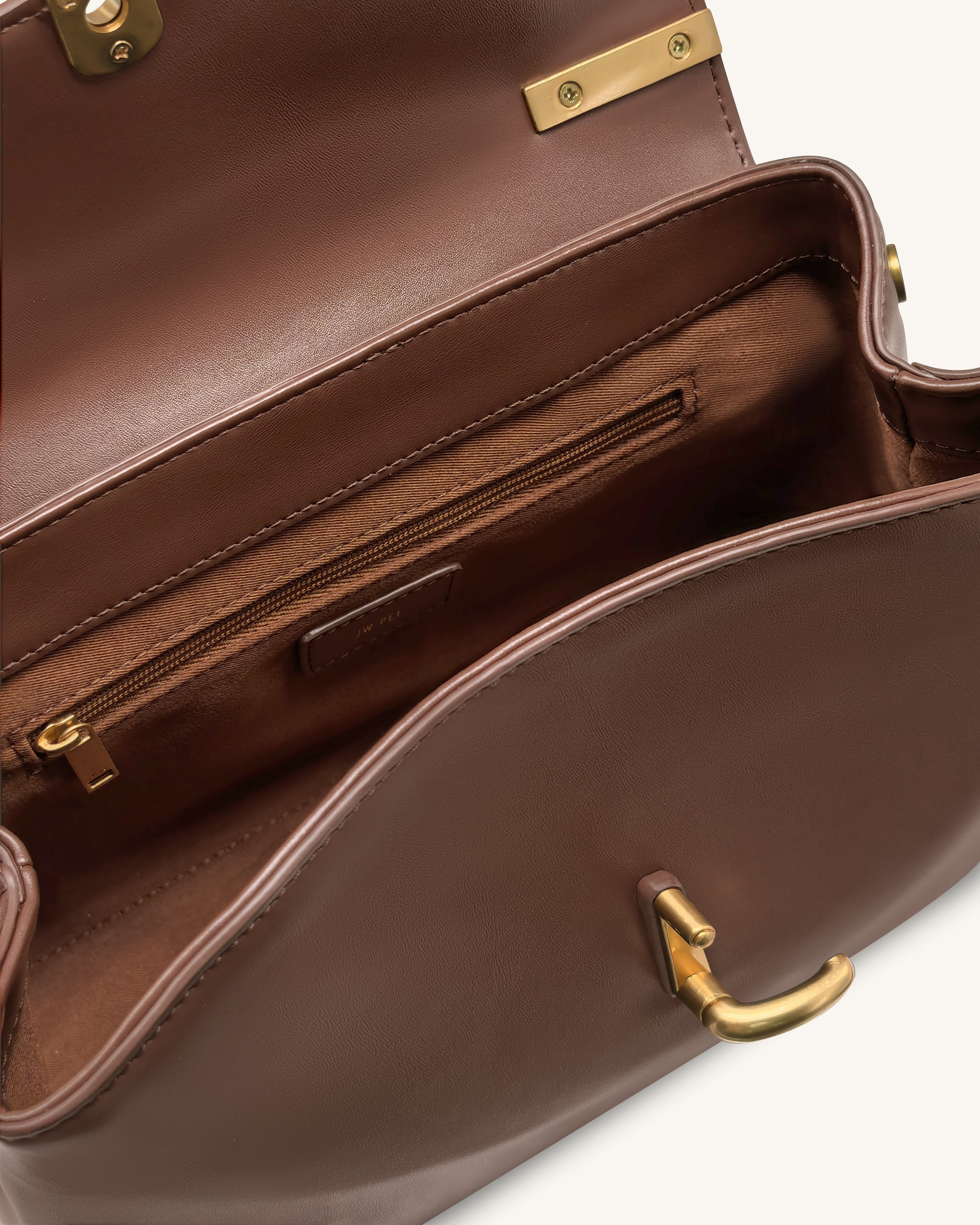 Audrey Flap Lock Top Handle Bag - Brown - Image 4