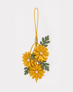 Layered Floral Cluster Bag Charm - Yellow