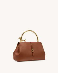 Alternative view of Bruna Dachshund Metal Handle Top Handle Bag - Brown