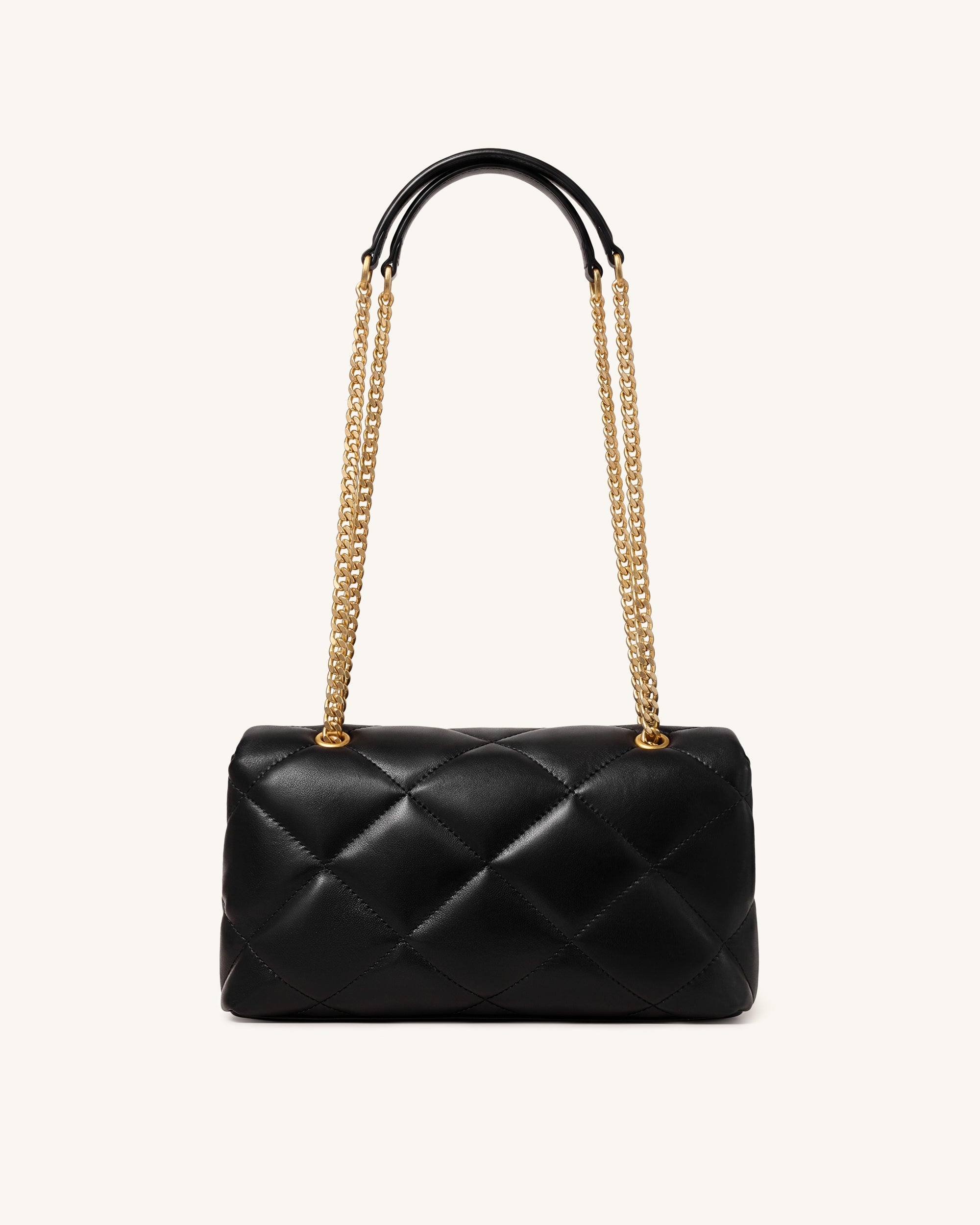 Valerie Puffy Bar-Lock Shoulder Bag - Black - Image 3
