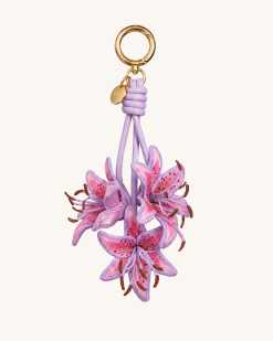 3D Embroidered Lily Bag Charm - Lavender Pink