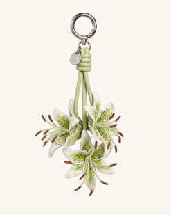 3D Embroidered Lily Bag Charm - Light Green