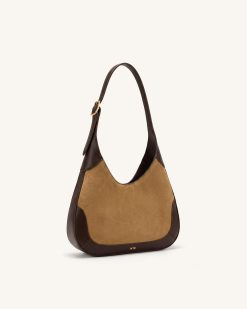 Alternative view of Willow Faux Suede Trim Hobo Bag - Brown